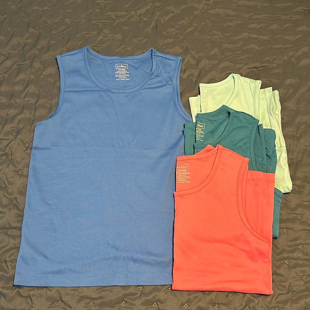 LL Bean LOT 4 - 100% supima cotton tank top size XS